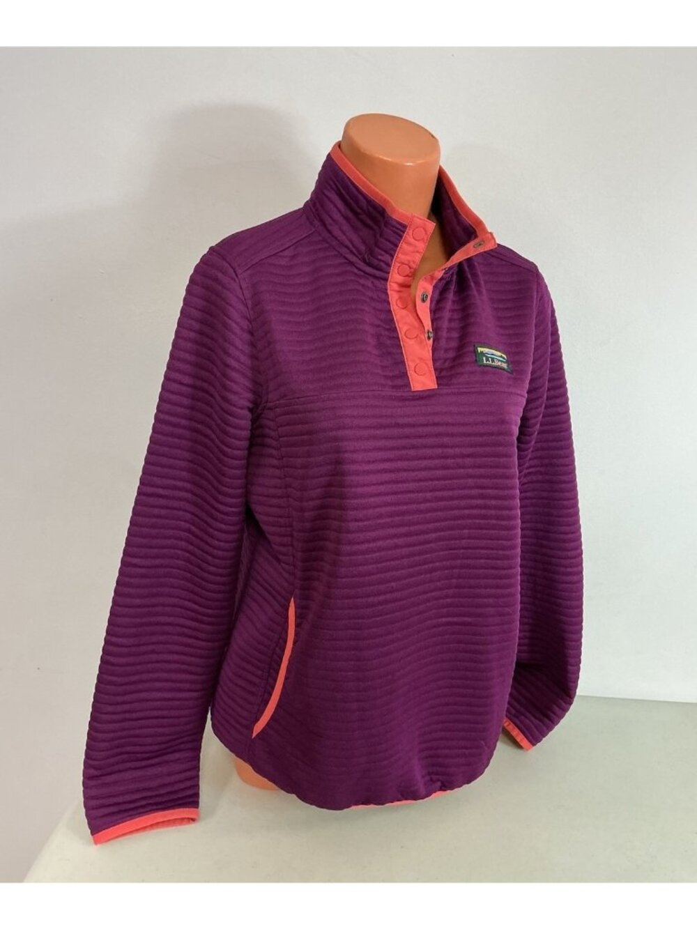L.L. Bean Airlight Knit Pullover Snap Front Womens Small New